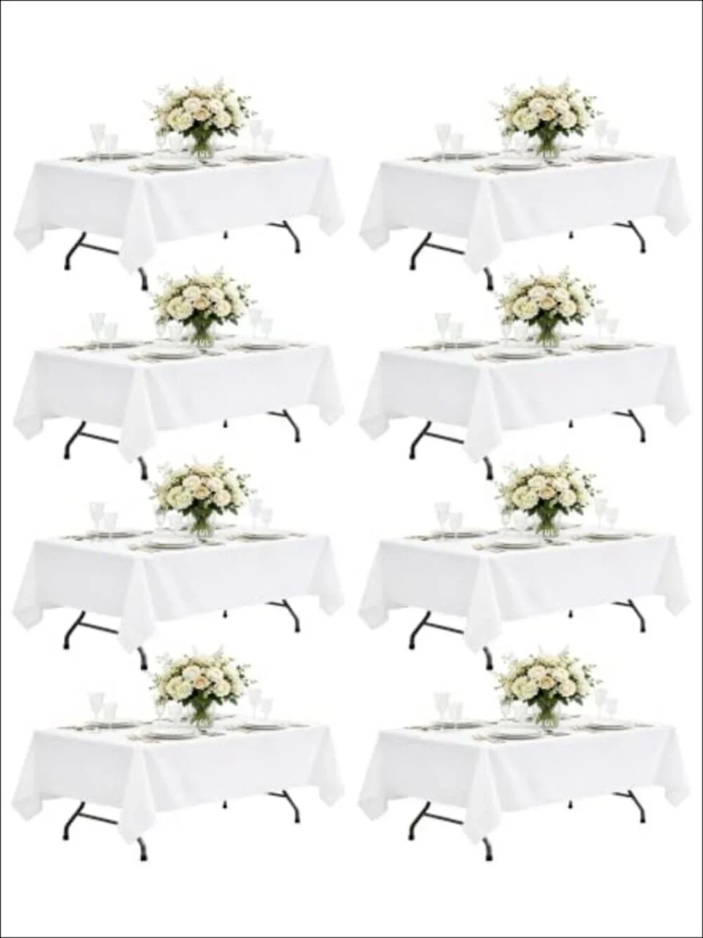 8 Pack Tablecloth 60x102 Inch Rectangle Polyester Wrinkle Stain Resistant